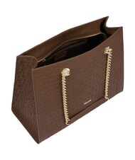 POLLINI HERITAGE Borsa shopping a spalla, in pelle marrone/crema - Borse Donna - 4