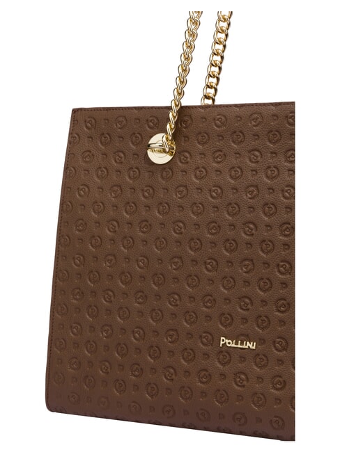 HERITAGE Borsa shopping a spalla, in pelle marrone/crema - Borse Donna