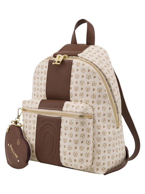 HERITAGE Zaino con tasca anteriore e portachiavi avorio marrone - Borse Donna