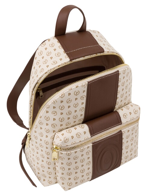 HERITAGE Zaino con tasca anteriore e portachiavi avorio marrone - Borse Donna
