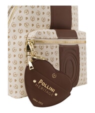 POLLINI HERITAGE Zaino con tasca anteriore e portachiavi avorio marrone - Borse Donna - 5