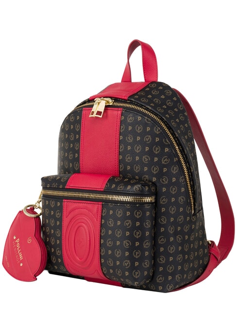 HERITAGE Zaino con tasca anteriore e portachiavi nero rosso - Borse Donna
