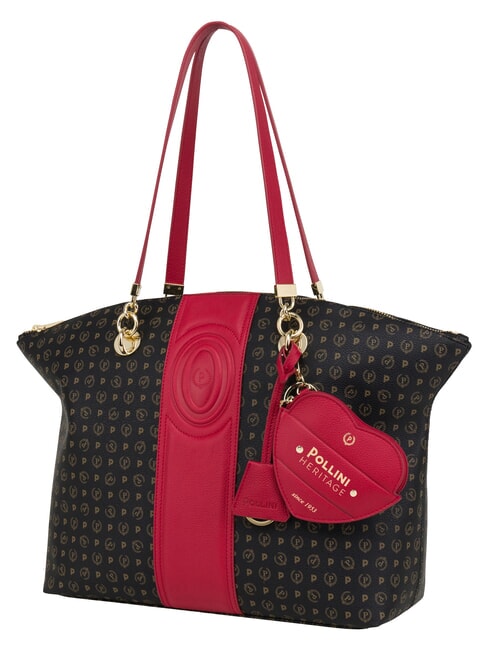 HERITAGE Borsa tote a spalla, con portachiavi nero rosso - Borse Donna