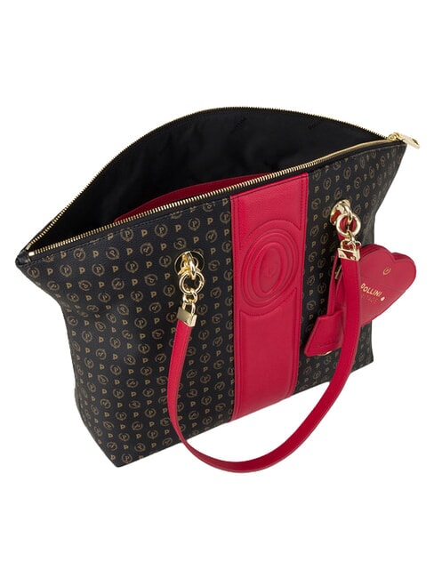 HERITAGE Borsa tote a spalla, con portachiavi nero rosso - Borse Donna