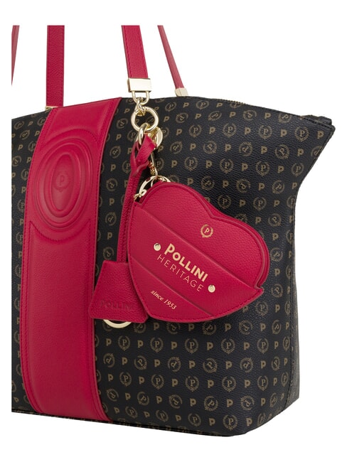HERITAGE Borsa tote a spalla, con portachiavi nero rosso - Borse Donna