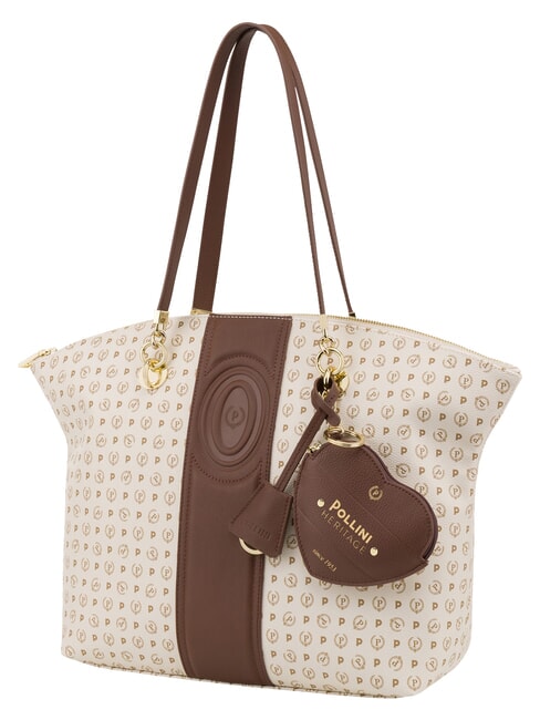 HERITAGE Borsa tote a spalla, con portachiavi avorio marrone - Borse Donna