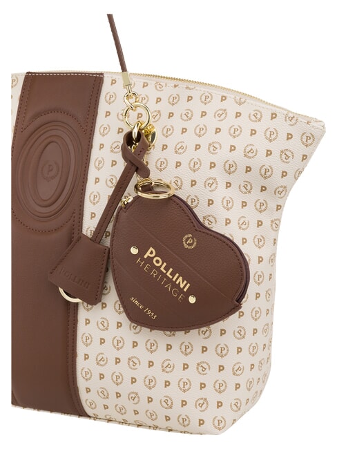 HERITAGE Borsa tote a spalla, con portachiavi avorio marrone - Borse Donna