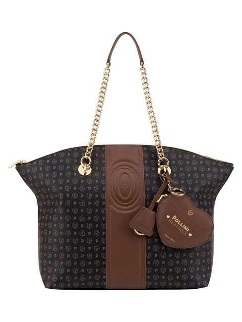 HERITAGE Borsa tote a spalla, con portachiavi nero marrone - Borse Donna