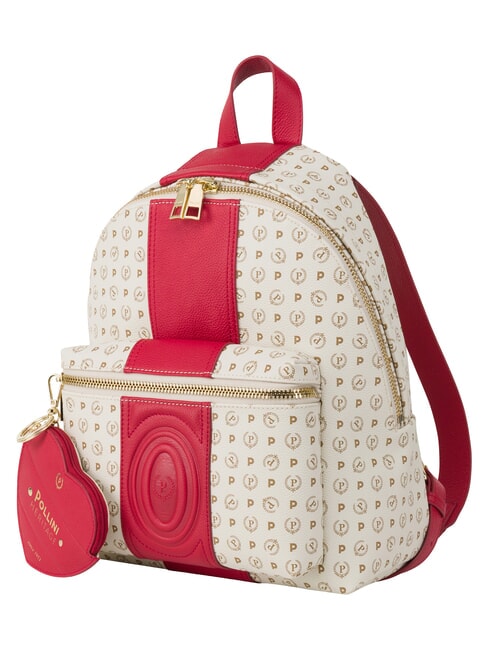 HERITAGE Zaino con tasca anteriore e portachiavi avorio rosso - Borse Donna