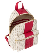 POLLINI HERITAGE Zaino con tasca anteriore e portachiavi avorio rosso - Borse Donna - 4