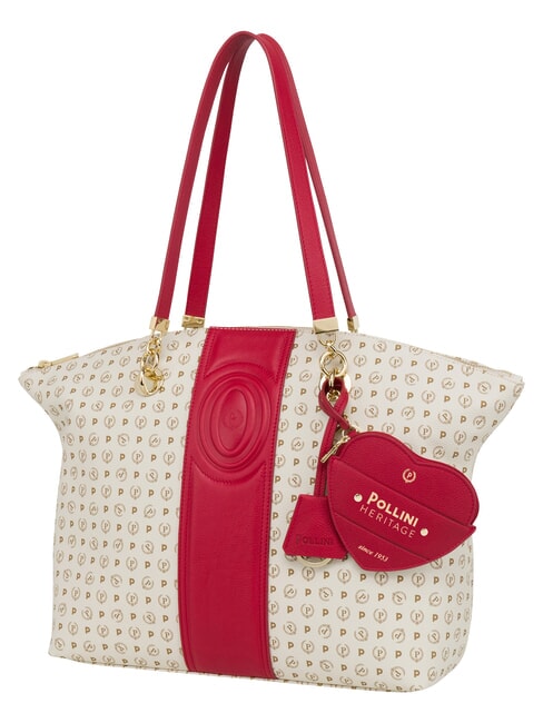 HERITAGE Borsa tote a spalla, con portachiavi avorio rosso - Borse Donna