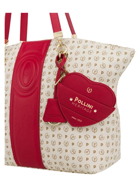 HERITAGE Borsa tote a spalla, con portachiavi avorio rosso - Borse Donna