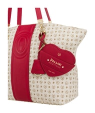 POLLINI HERITAGE Borsa tote a spalla, con portachiavi avorio rosso - Borse Donna - 6