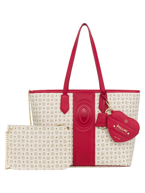 HERITAGE Borsa shopping a spalla, con necessaire avorio rosso - Borse Donna