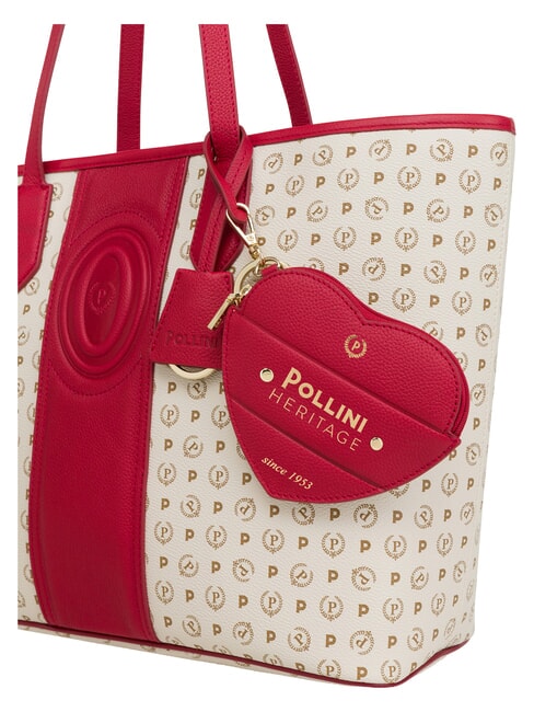 HERITAGE Borsa shopping a spalla, con necessaire avorio rosso - Borse Donna