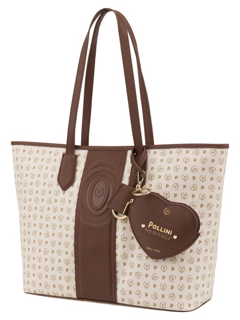 HERITAGE Borsa shopping a spalla, con necessaire avorio marrone - Borse Donna