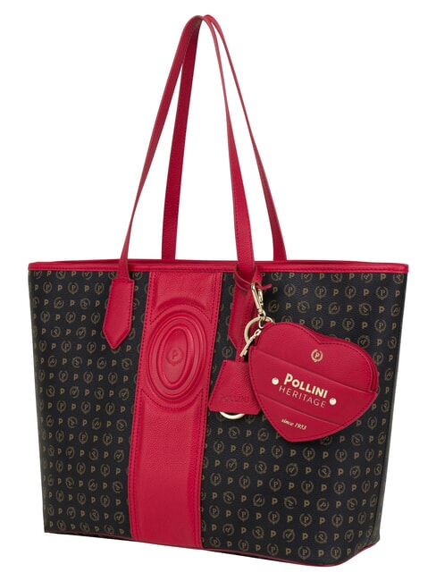 HERITAGE Borsa shopping a spalla, con necessaire nero rosso - Borse Donna