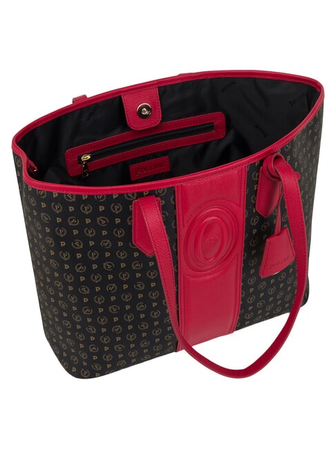 HERITAGE Borsa shopping a spalla, con necessaire nero rosso - Borse Donna