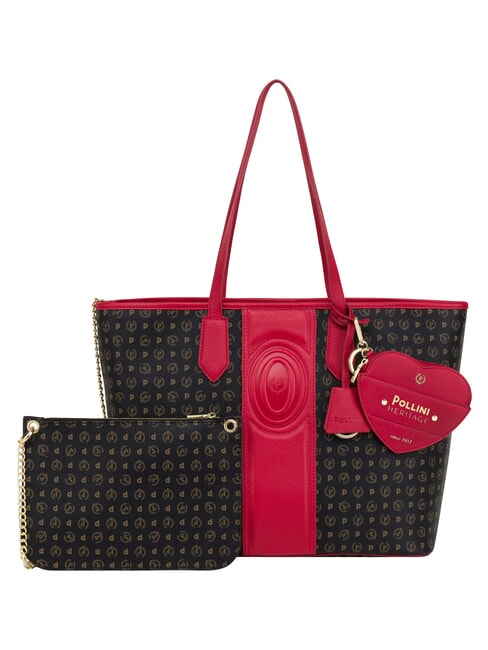 HERITAGE Borsa shopping a spalla, con necessaire nero rosso - Borse Donna