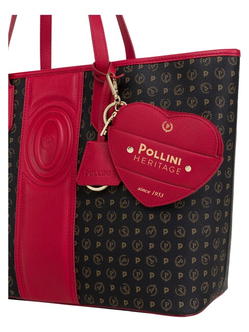 HERITAGE Borsa shopping a spalla, con necessaire nero rosso - Borse Donna