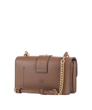 PINKO LOVE ONE CLASSIC Borsa mini in pelle a tracolla marrone cognac-antique gold - Borse Donna - 3