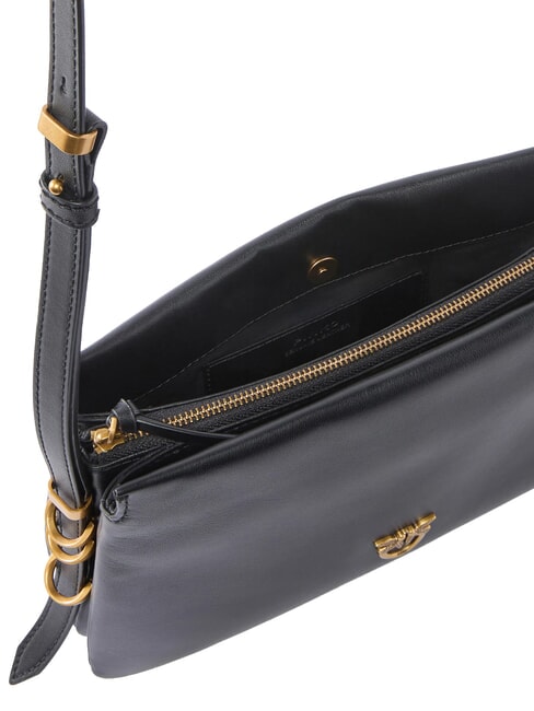 TRIPLET MINI Borsetta a tracolla, in pelle nero-antique gold - Borse Donna
