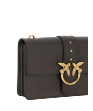 PINKO LOVE ONE CLASSIC Borsa in pelle a tracolla con flap marrone marasca-antique gold - Borse Donna - 3