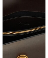 PINKO LOVE ONE CLASSIC Borsa in pelle a tracolla con flap marrone marasca-antique gold - Borse Donna - 4
