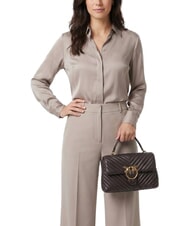 PINKO CLASSIC LADY LOVE BAG Borsa puff chevron marrone marasca-antique gold - Borse Donna - 2