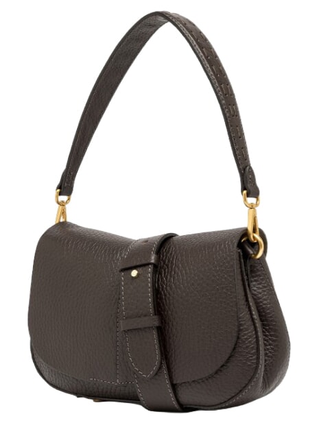 HELENA ROUND Borsa a spalla in pelle, con tracolla espresso - Borse Donna