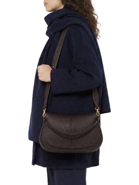 HELENA ROUND Borsa a spalla in pelle, con tracolla espresso - Borse Donna