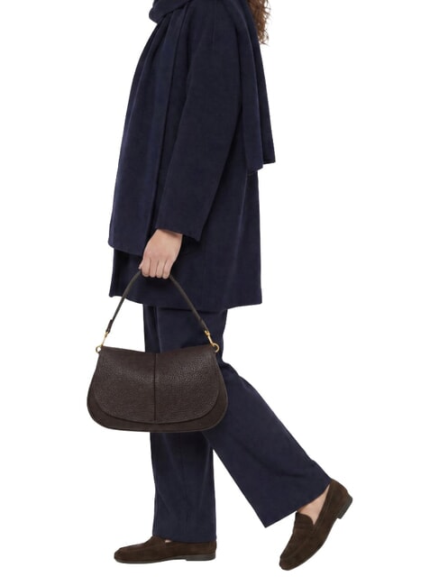 HELENA ROUND Borsa a spalla in pelle, con tracolla espresso - Borse Donna
