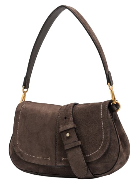 HELENA ROUND Borsa a tracolla in pelle moka - Borse Donna