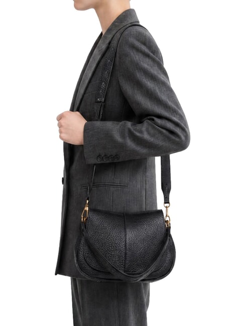 HELENA ROUND Borsa a spalla in pelle, con tracolla Nero - Borse Donna