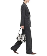 GIANNI CHIARINI HELENA ROUND Borsa a spalla in pelle, con tracolla zebra bianco-nero - Borse Donna - 2