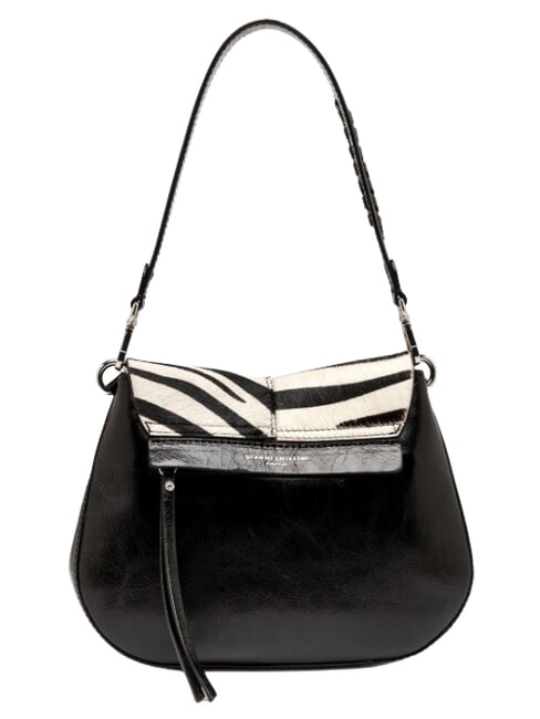 HELENA ROUND Borsa a spalla in pelle, con tracolla zebra bianco-nero - Borse Donna