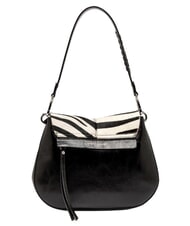GIANNI CHIARINI HELENA ROUND Borsa a spalla in pelle, con tracolla zebra bianco-nero - Borse Donna - 3