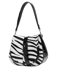 GIANNI CHIARINI HELENA ROUND Borsa a spalla in pelle, con tracolla zebra bianco-nero - Borse Donna - 4