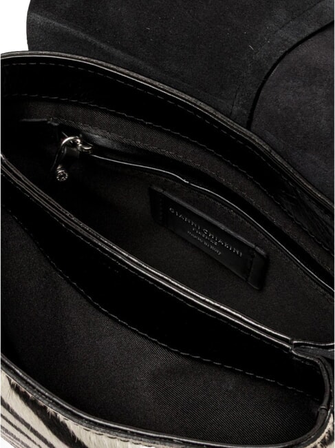 HELENA ROUND Borsa a spalla in pelle, con tracolla zebra bianco-nero - Borse Donna