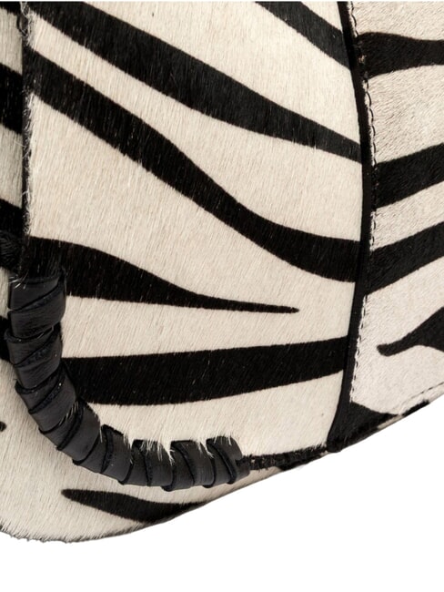 HELENA ROUND Borsa a spalla in pelle, con tracolla zebra bianco-nero - Borse Donna