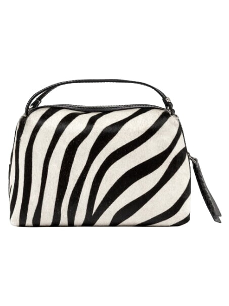 ALIFA Borsa a mano in pelle, con tracolla zebra bianco-nero - Borse Donna