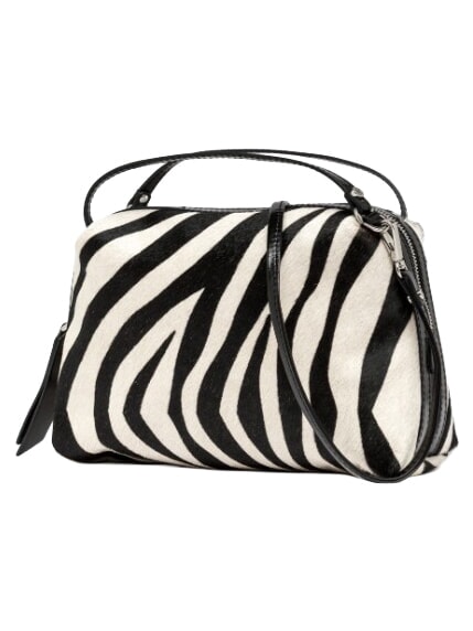 ALIFA Borsa a mano in pelle, con tracolla zebra bianco-nero - Borse Donna