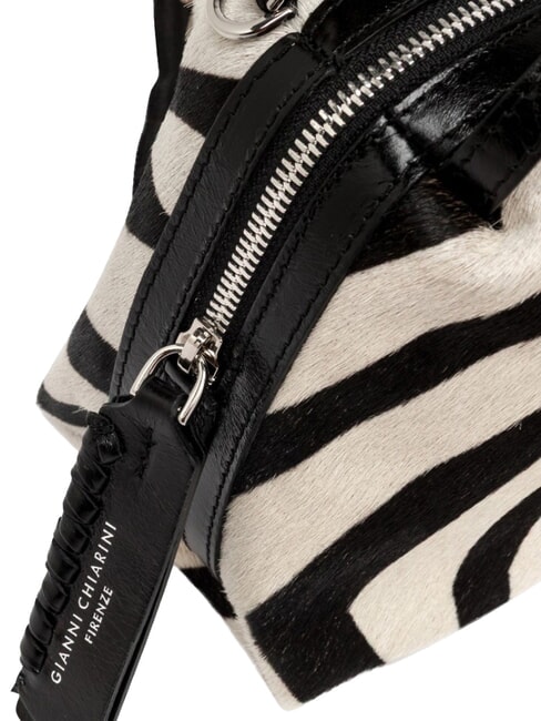 ALIFA Borsa a mano in pelle, con tracolla zebra bianco-nero - Borse Donna