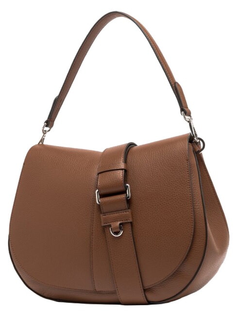 HELENA ROUND Borsa a spalla con tracolla, in pelle noce - Borse Donna