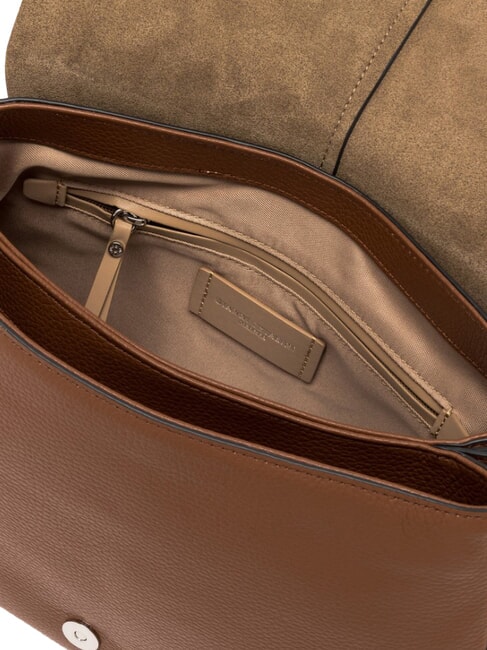 HELENA ROUND Borsa a spalla con tracolla, in pelle noce - Borse Donna