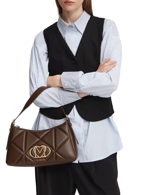 EMBOSSED QUILTED Borsa a spalla marrone - Borse Donna