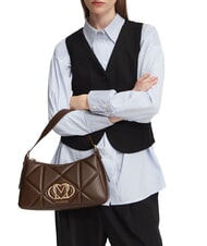 LOVE MOSCHINO EMBOSSED QUILTED Borsa a spalla marrone - Borse Donna - 2