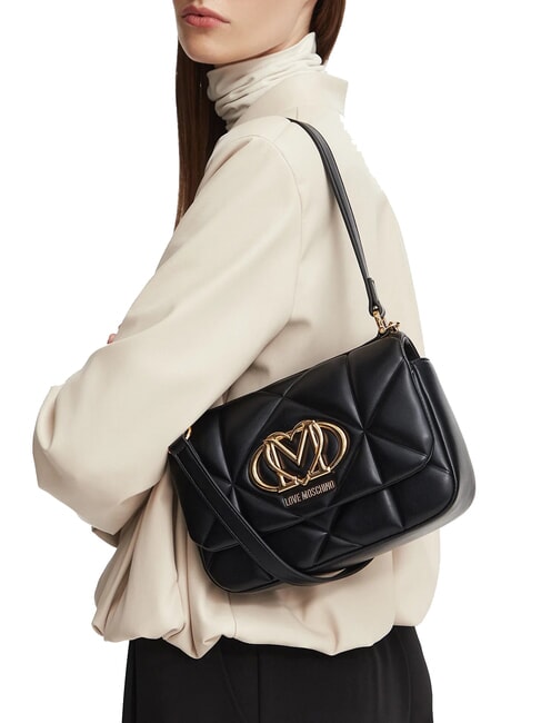 EMBOSSED QUILTED Borsa a spalla, con tracolla Nero - Borse Donna