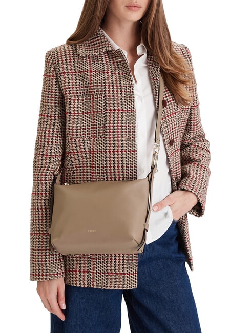 TONIE  Mini Bag a tracolla, in pelle greige - Borse Donna