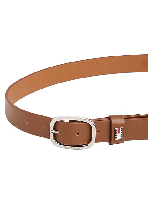TOMMY JEANS OVAL  Cintura accorciabile in pelle cognac - Cinture